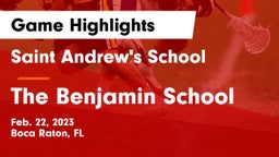 Saint Andrew's School vs The Benjamin School Game Highlights - Feb. 22, 2023