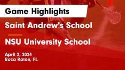 Saint Andrew's School vs NSU University School  Game Highlights - April 2, 2024
