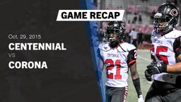 Recap: Centennial  vs. Corona  2015