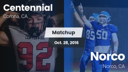 Matchup: Centennial High vs. Norco  2016
