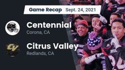 Recap: Centennial  vs. Citrus Valley  2021