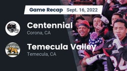 Recap: Centennial  vs. Temecula Valley  2022