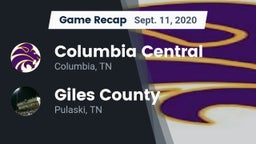 Recap: Columbia Central  vs. Giles County  2020