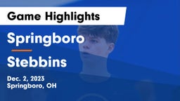 Springboro  vs Stebbins  Game Highlights - Dec. 2, 2023
