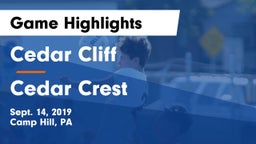 Cedar Cliff  vs Cedar Crest  Game Highlights - Sept. 14, 2019