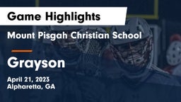 Mount Pisgah Christian School vs Grayson  Game Highlights - April 21, 2023