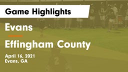 Evans  vs Effingham County  Game Highlights - April 16, 2021