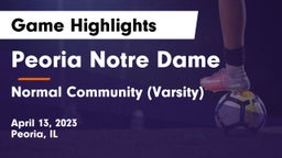 Peoria Notre Dame  vs Normal Community (Varsity) Game Highlights - April 13, 2023