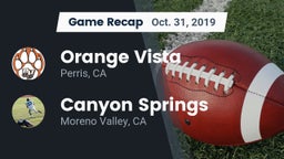 Recap: Orange Vista  vs. Canyon Springs  2019