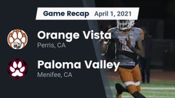 Recap: Orange Vista  vs. Paloma Valley  2021