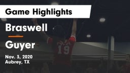 Braswell  vs Guyer  Game Highlights - Nov. 3, 2020