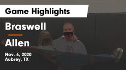 Braswell  vs Allen  Game Highlights - Nov. 6, 2020