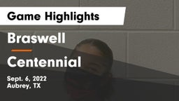 Braswell  vs Centennial  Game Highlights - Sept. 6, 2022