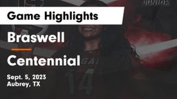 Braswell  vs Centennial  Game Highlights - Sept. 5, 2023