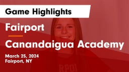 Fairport  vs Canandaigua Academy  Game Highlights - March 25, 2024