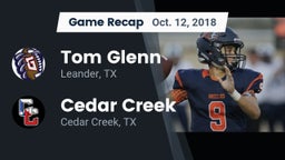 Recap: Tom Glenn  vs. Cedar Creek  2018