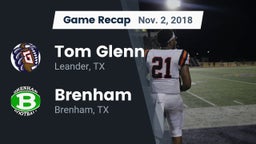 Recap: Tom Glenn  vs. Brenham  2018