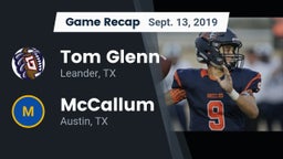 Recap: Tom Glenn  vs. McCallum  2019