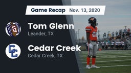Recap: Tom Glenn  vs. Cedar Creek  2020