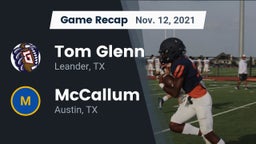 Recap: Tom Glenn  vs. McCallum  2021