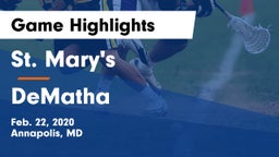 St. Mary's  vs DeMatha  Game Highlights - Feb. 22, 2020