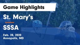 St. Mary's  vs SSSA Game Highlights - Feb. 28, 2020