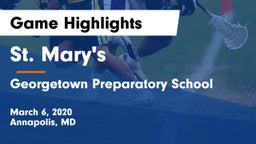 St. Mary's  vs Georgetown Preparatory School Game Highlights - March 6, 2020