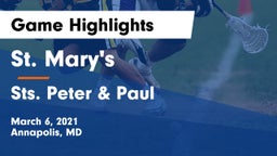 St. Mary's  vs Sts. Peter & Paul Game Highlights - March 6, 2021