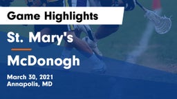 St. Mary's  vs McDonogh  Game Highlights - March 30, 2021