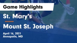 St. Mary's  vs Mount St. Joseph  Game Highlights - April 16, 2021