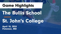 The Bullis School vs St. John's College  Game Highlights - April 18, 2024