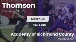 Matchup: Thomson  vs. Academy of Richmond County  2017
