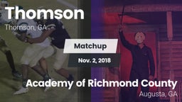 Matchup: Thomson  vs. Academy of Richmond County  2018