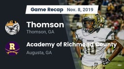 Recap: Thomson  vs. Academy of Richmond County  2019