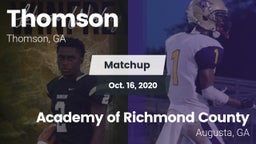 Matchup: Thomson  vs. Academy of Richmond County  2020