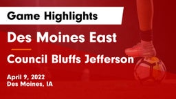 Des Moines East  vs Council Bluffs Jefferson  Game Highlights - April 9, 2022