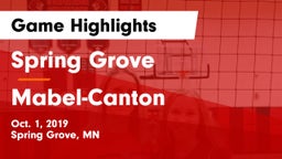 Spring Grove  vs Mabel-Canton Game Highlights - Oct. 1, 2019
