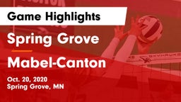 Spring Grove  vs Mabel-Canton  Game Highlights - Oct. 20, 2020