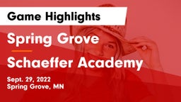 Spring Grove  vs Schaeffer Academy Game Highlights - Sept. 29, 2022