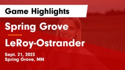 Spring Grove  vs LeRoy-Ostrander  Game Highlights - Sept. 21, 2023