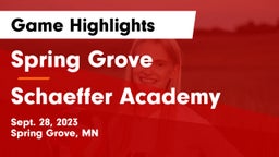 Spring Grove  vs Schaeffer Academy Game Highlights - Sept. 28, 2023