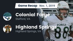 Recap: Colonial Forge  vs. Highland Springs  2019