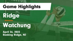 Ridge  vs Watchung Game Highlights - April 26, 2022
