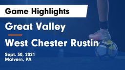 Great Valley  vs West Chester Rustin  Game Highlights - Sept. 30, 2021