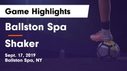 Ballston Spa  vs Shaker  Game Highlights - Sept. 17, 2019