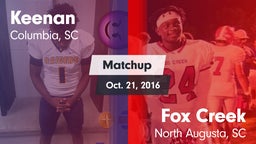 Matchup: W. J. Keenan HS vs. Fox Creek  2016