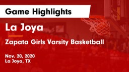 La Joya  vs Zapata  Girls Varsity Basketball Game Highlights - Nov. 20, 2020