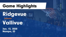 Ridgevue  vs Vallivue  Game Highlights - Jan. 13, 2020