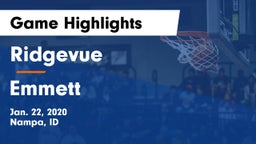 Ridgevue  vs Emmett  Game Highlights - Jan. 22, 2020