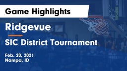 Ridgevue  vs SIC District Tournament Game Highlights - Feb. 20, 2021
